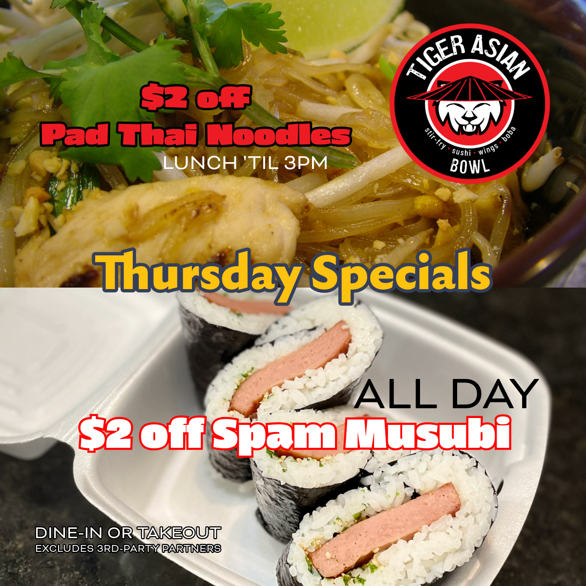 Thursday Specials - Spam Musubi & Pad Thai